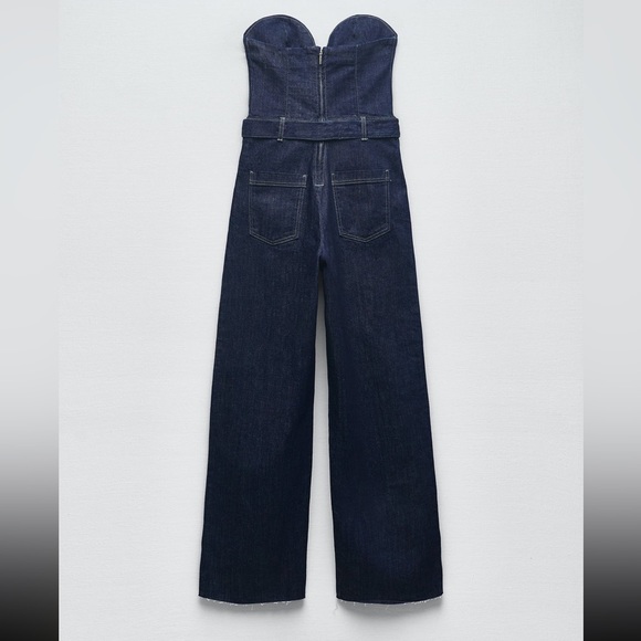 ZARA DENIM BUSTIER JUMPSUIT - Picture 15 of 15